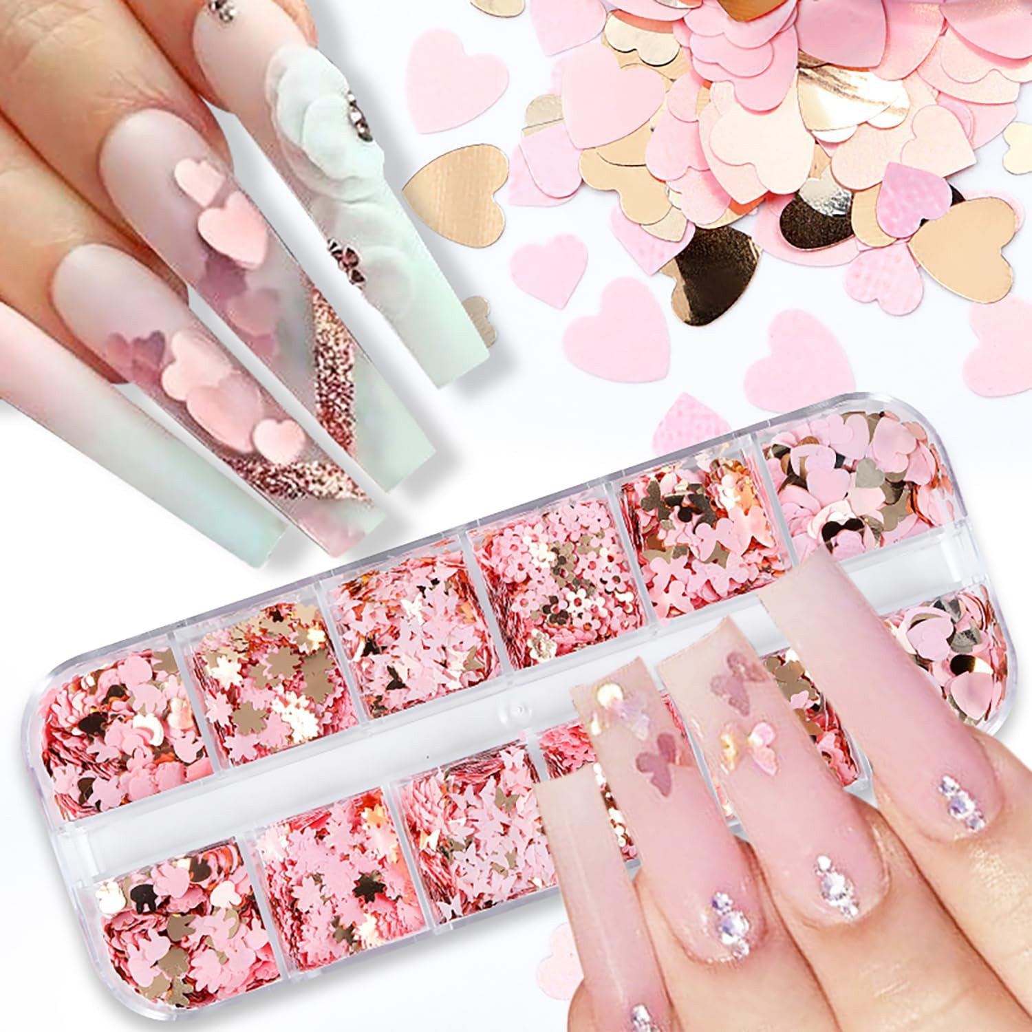 6 Colors Metallic Nail Art Foil Holographic Dazzling Irregular Nail Sequins Gold