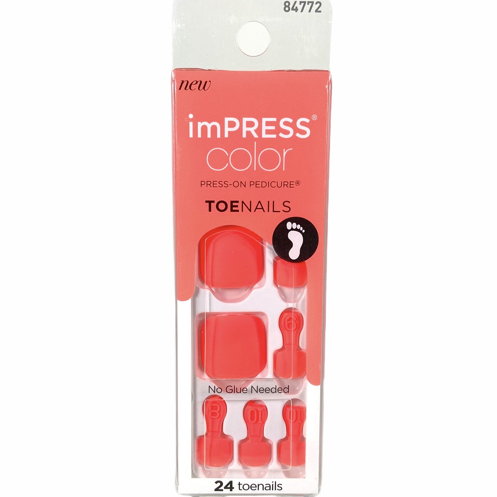 NEW Kiss Nails Impress Color Press On Pedicure Gel Solid Matte Coral Orange Toe