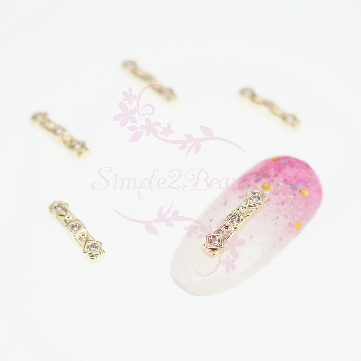 10 Rectangle Flat Bar Design Clear Zircon Rhinestones Japanese Style 3D Nail Art