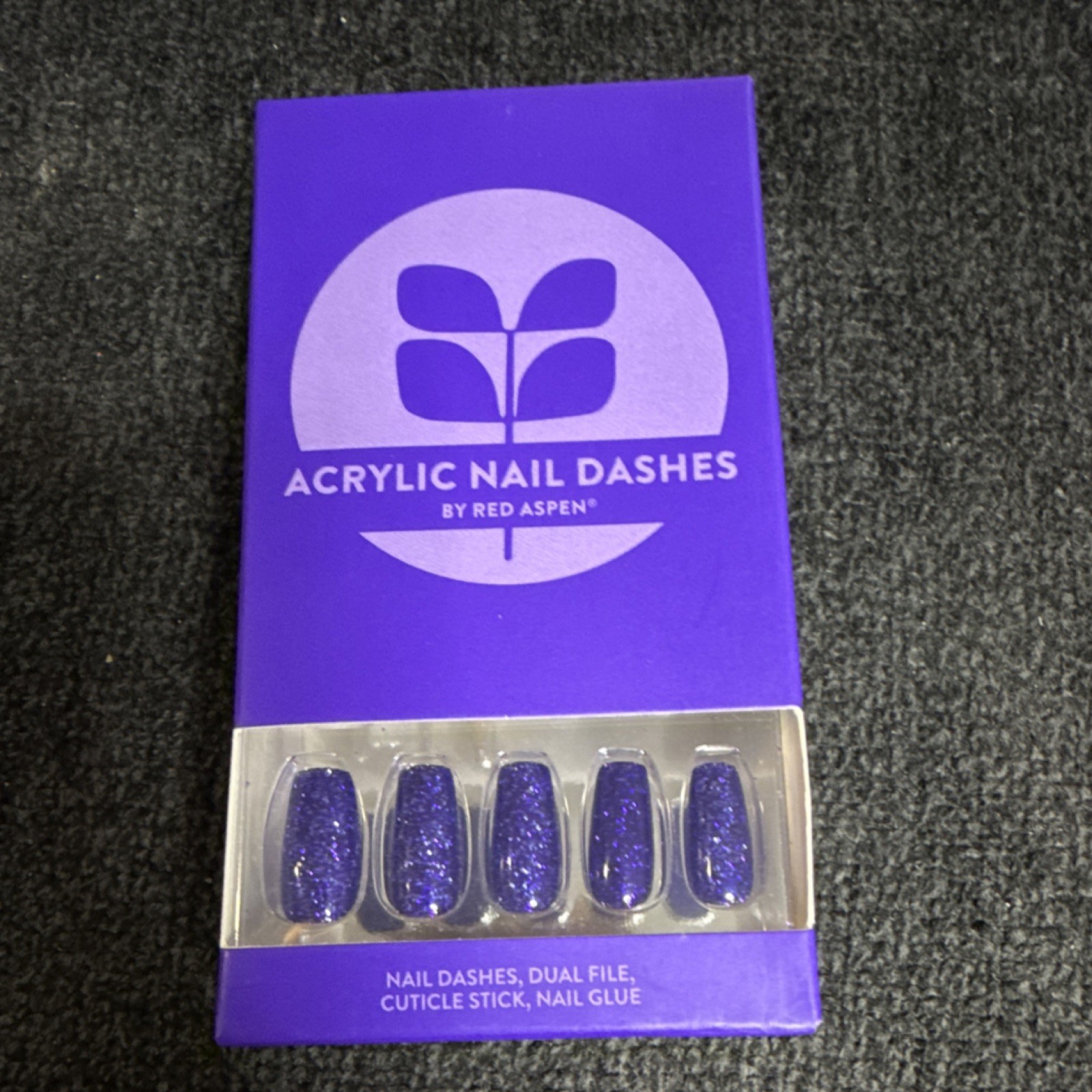 Red Aspen Nail Dashes Press-On Nails Divine Dakota Purple Glitter Oval