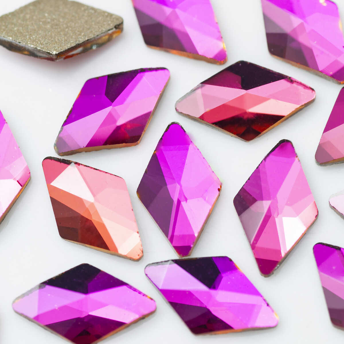 Rhombus 6x10mm Colorful Nail Art Rhinestones Non Hotfix Flat Back Glass Beads