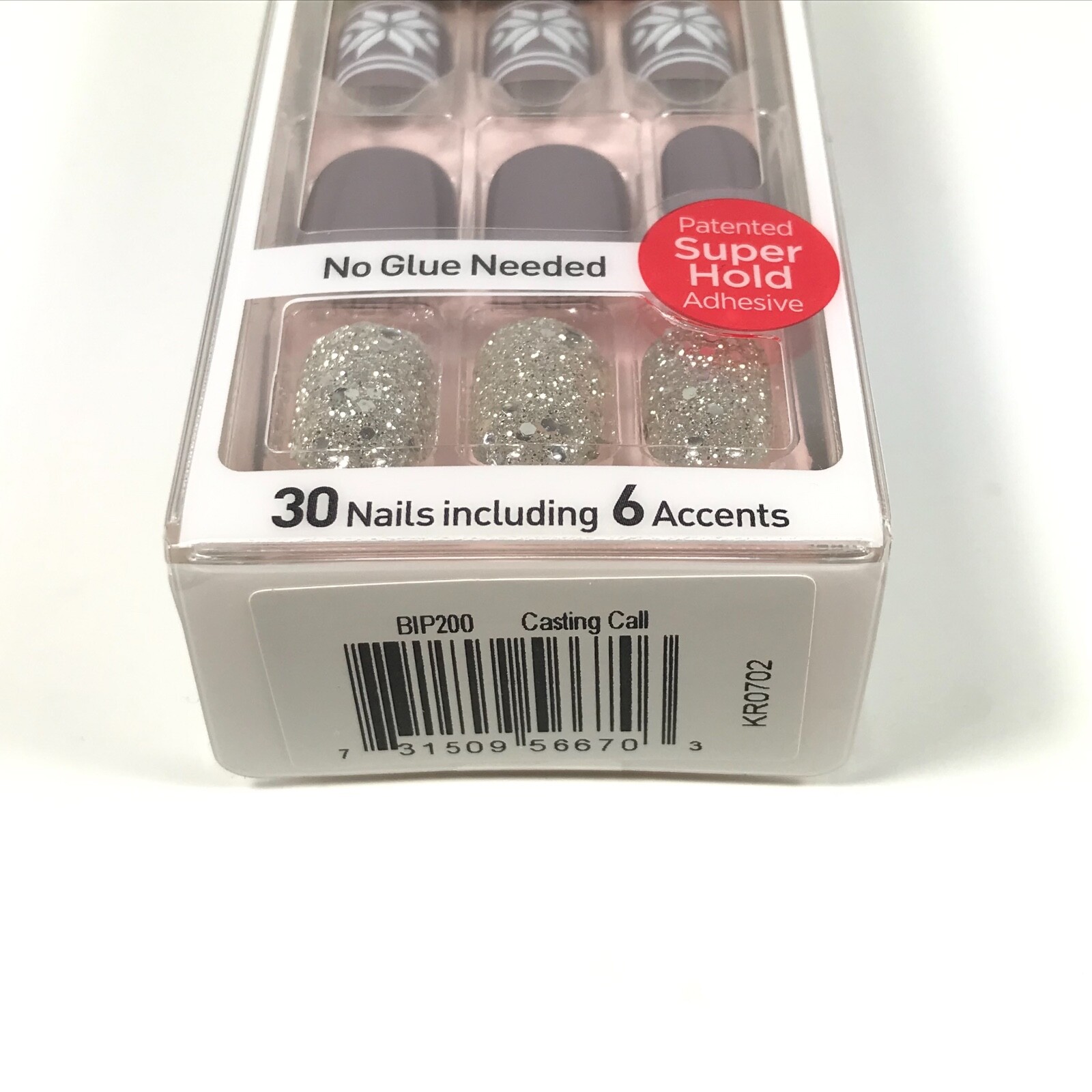 NEW Kiss Nails Impress Press Manicure Short Gel Matte Gray Snowflake Christmas 1