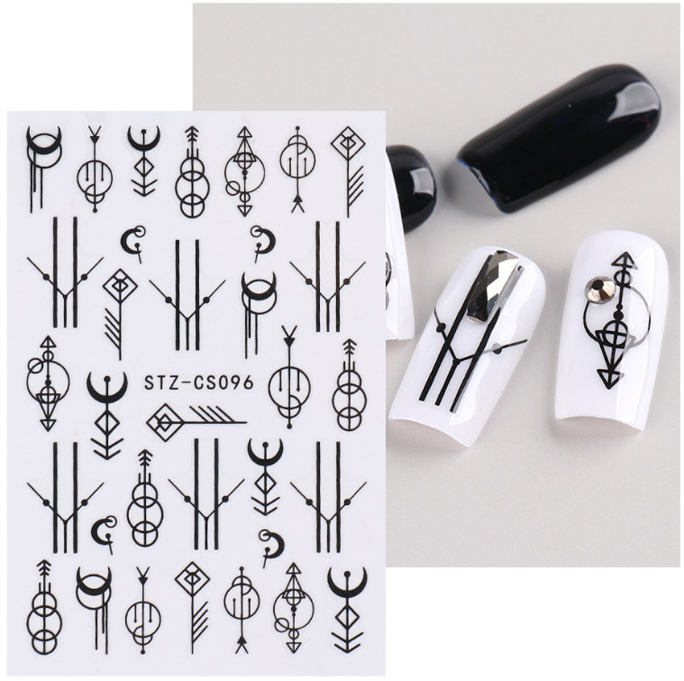 3D Holographic Black Butterfly Abstract Face Line Nail Stickers Decal DIY NS7