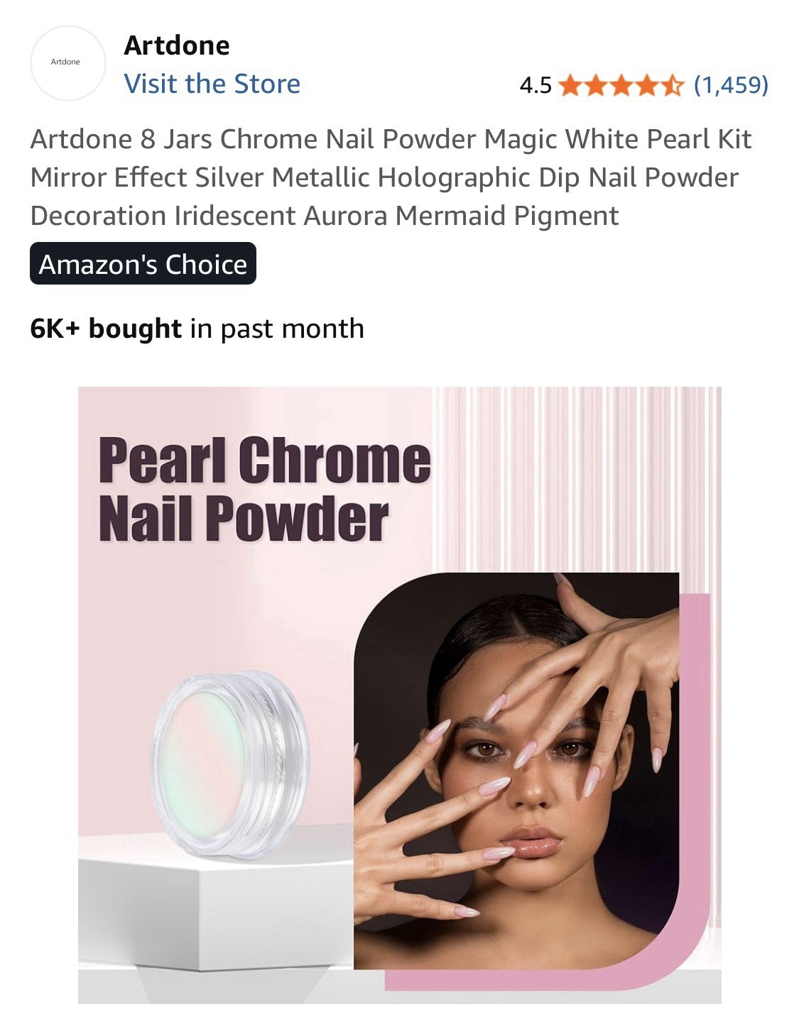 Artdone 8 Jars Chrome Nail Powder Magic White Pearl Kit