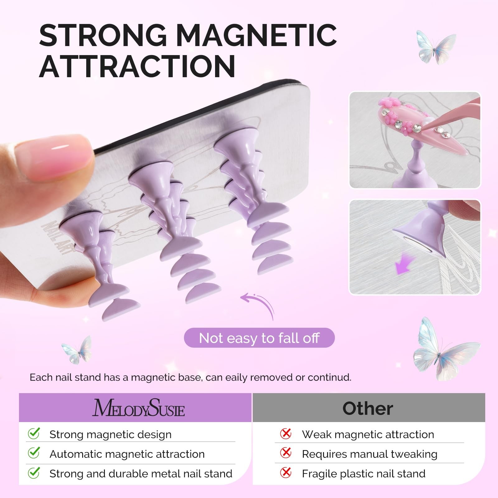 MelodySusie Nail Stand Silver Butterfly Base