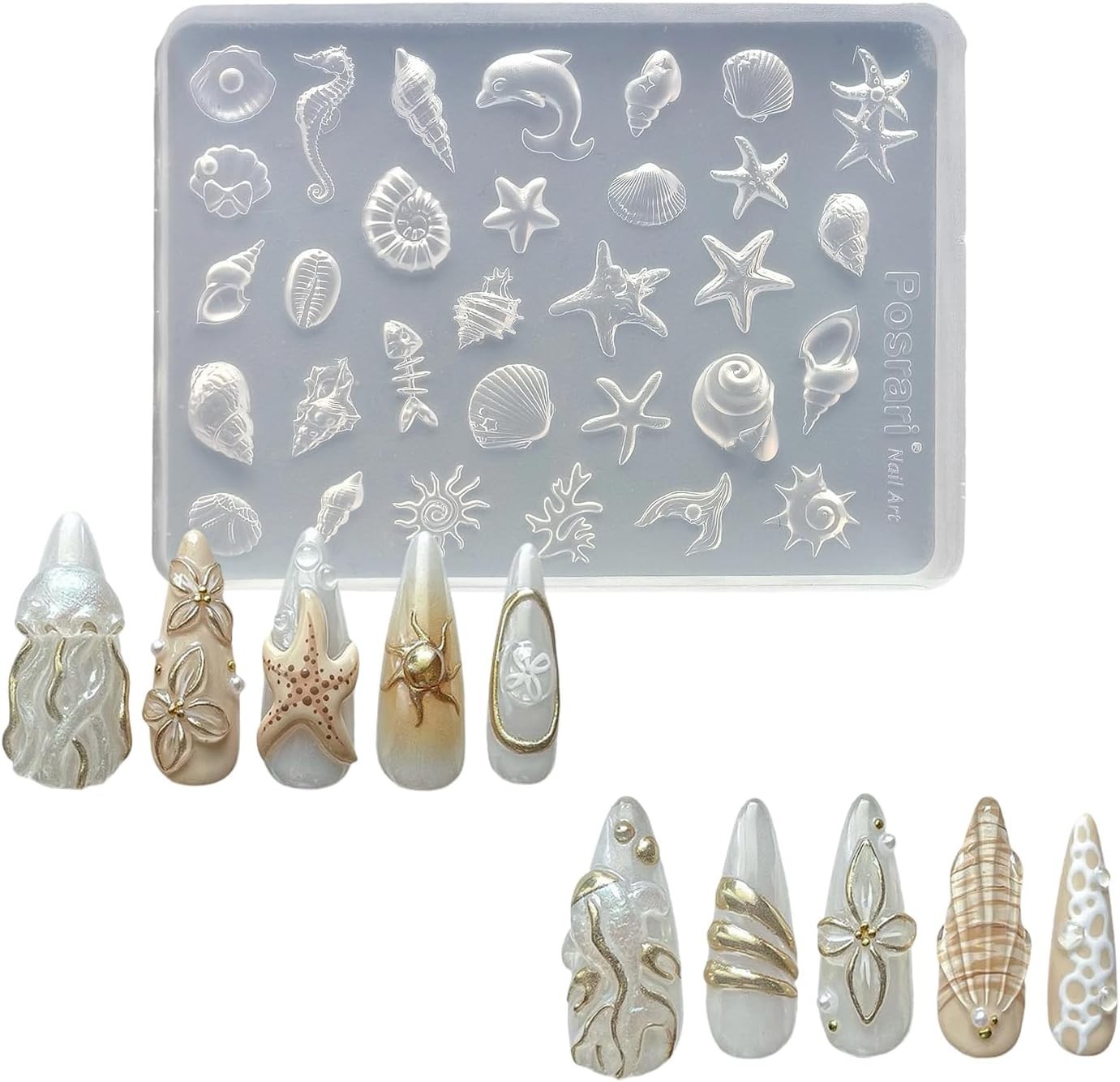 Nail Molds Silicone 3D Marine Animals Summer Manicure DIY Art Supplies
