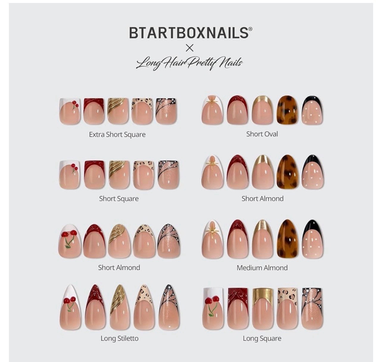 New Btartbox Long Hair Pretty Nails, Autumn Muse, 5 Different Design Collection