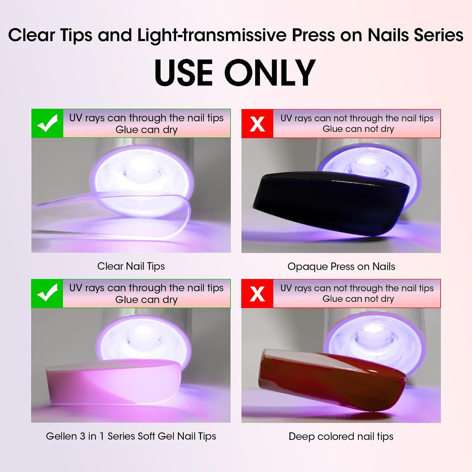 Nail Glue Gel Solid 15g UV LED Cure Repositionable Clear Bubble Free Adhesion