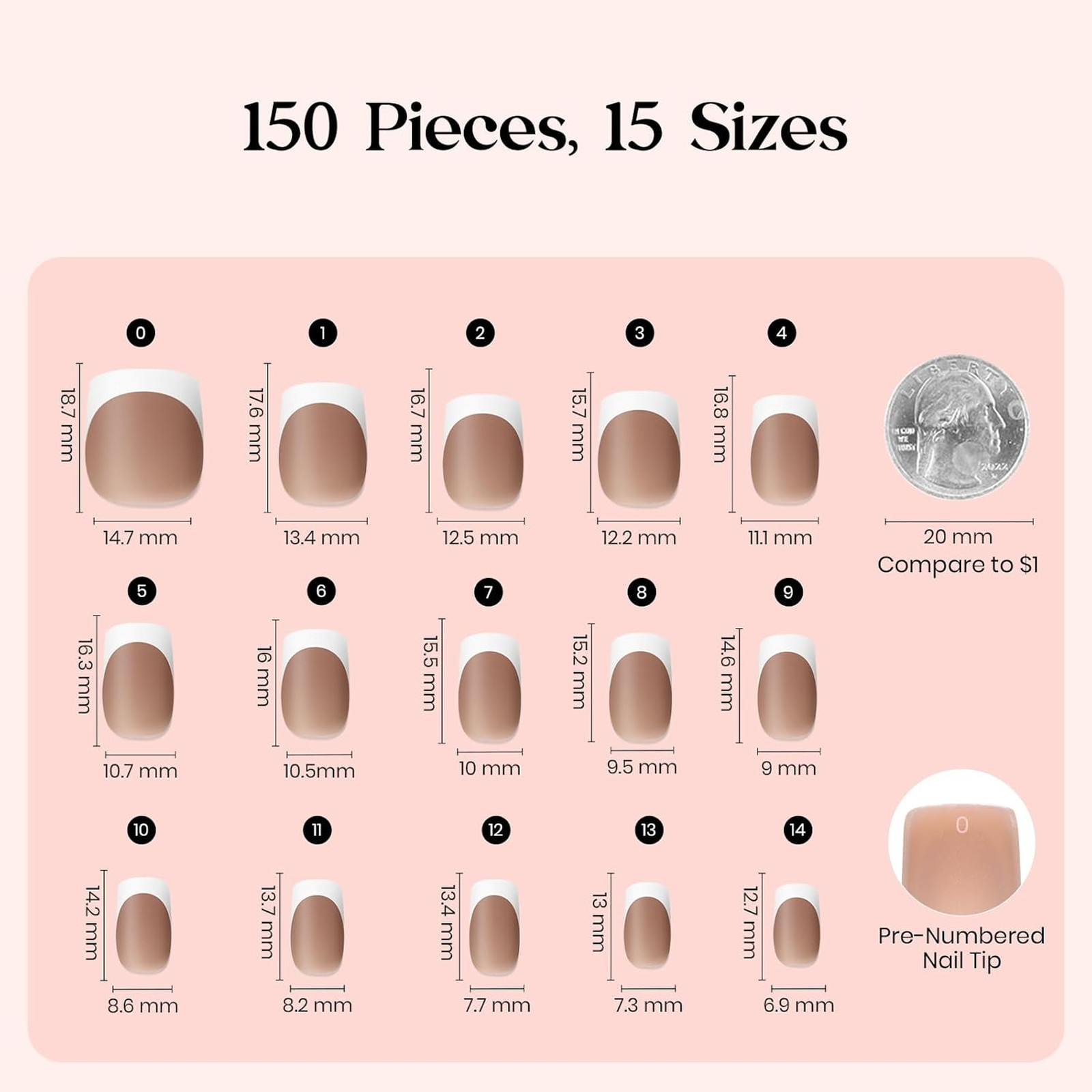 Press On Nails Brown Short Square 150 Pcs Reusable Acrylic Nail Tips Salon