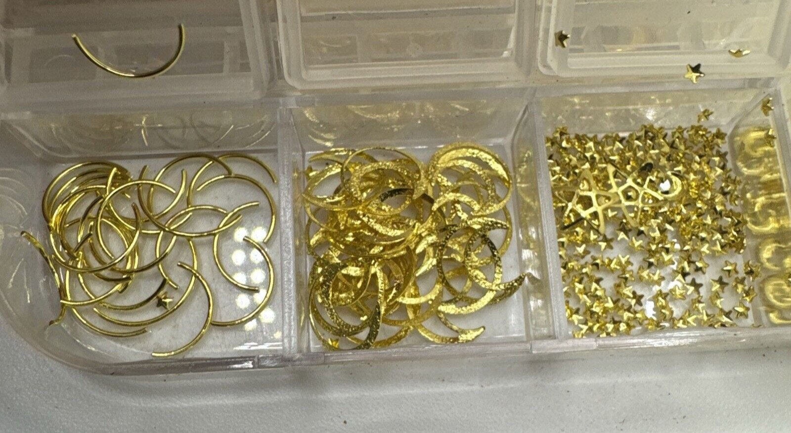 Mix Size Nail Art Gold, Silver stars hearts Glitter Foil, Crystal Gems Decor