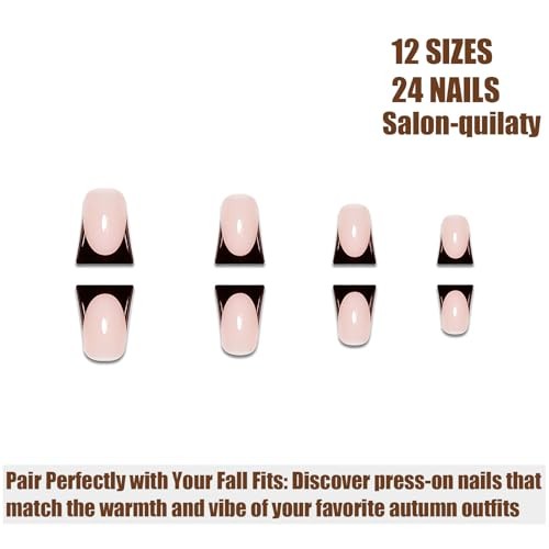Black French Tip Press On Nails Short Duck Nails For Women Short Duck Nails 5