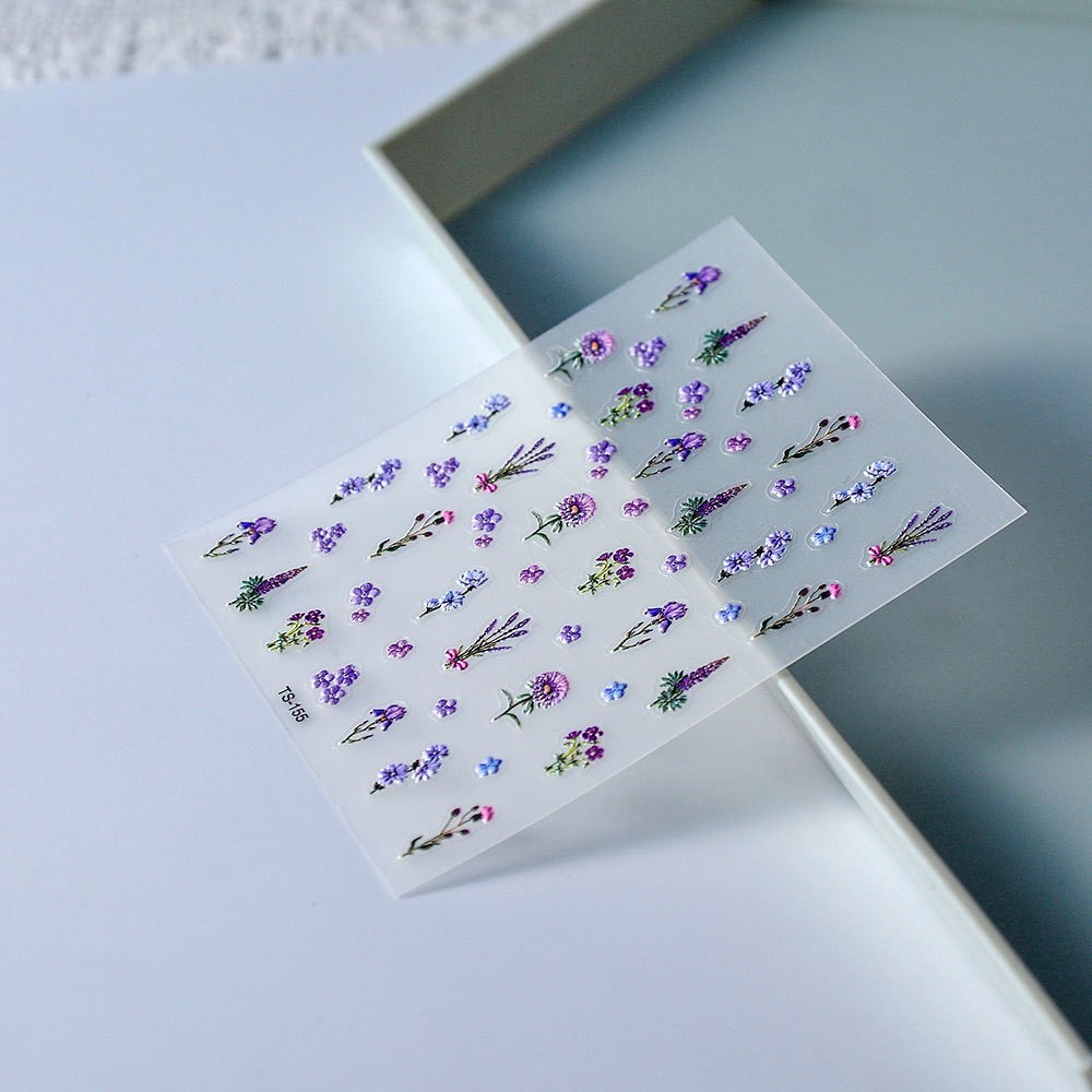 Lavender Purple Blossom Flower Nail Art Stickers Self Peel Adhesive TS155 NH23