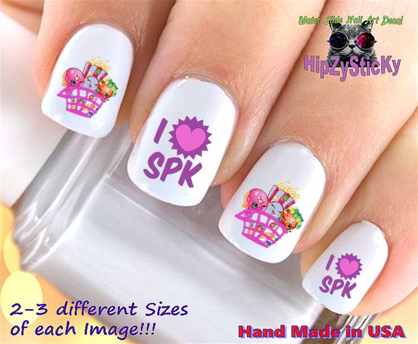 Nail Art Shopkins Season 2 Pink SPK KID Set + Bonus WaterSlide Decals Transfers