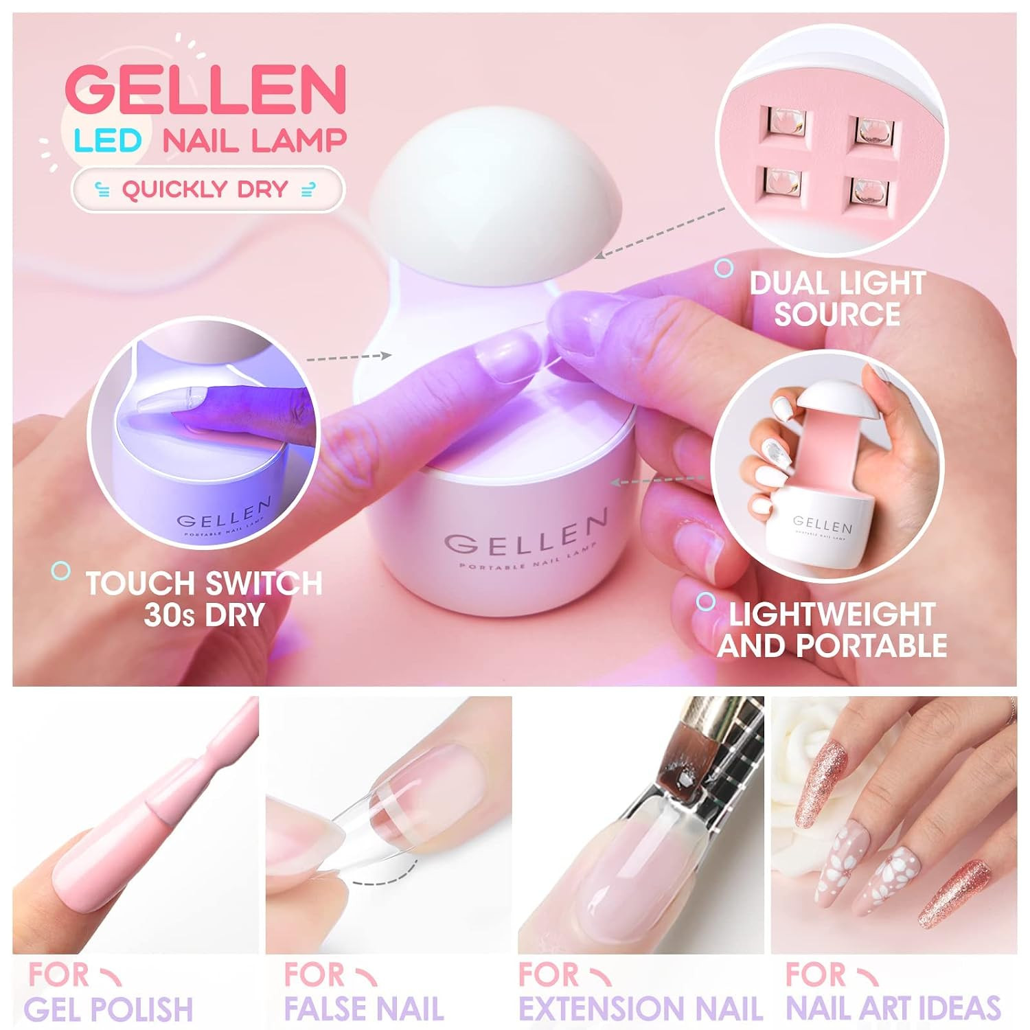 Gel Tips Nail Extension Kit, Gel Nail Kit with 240Pcs Almond Tips, 3 in 1 UV Glu