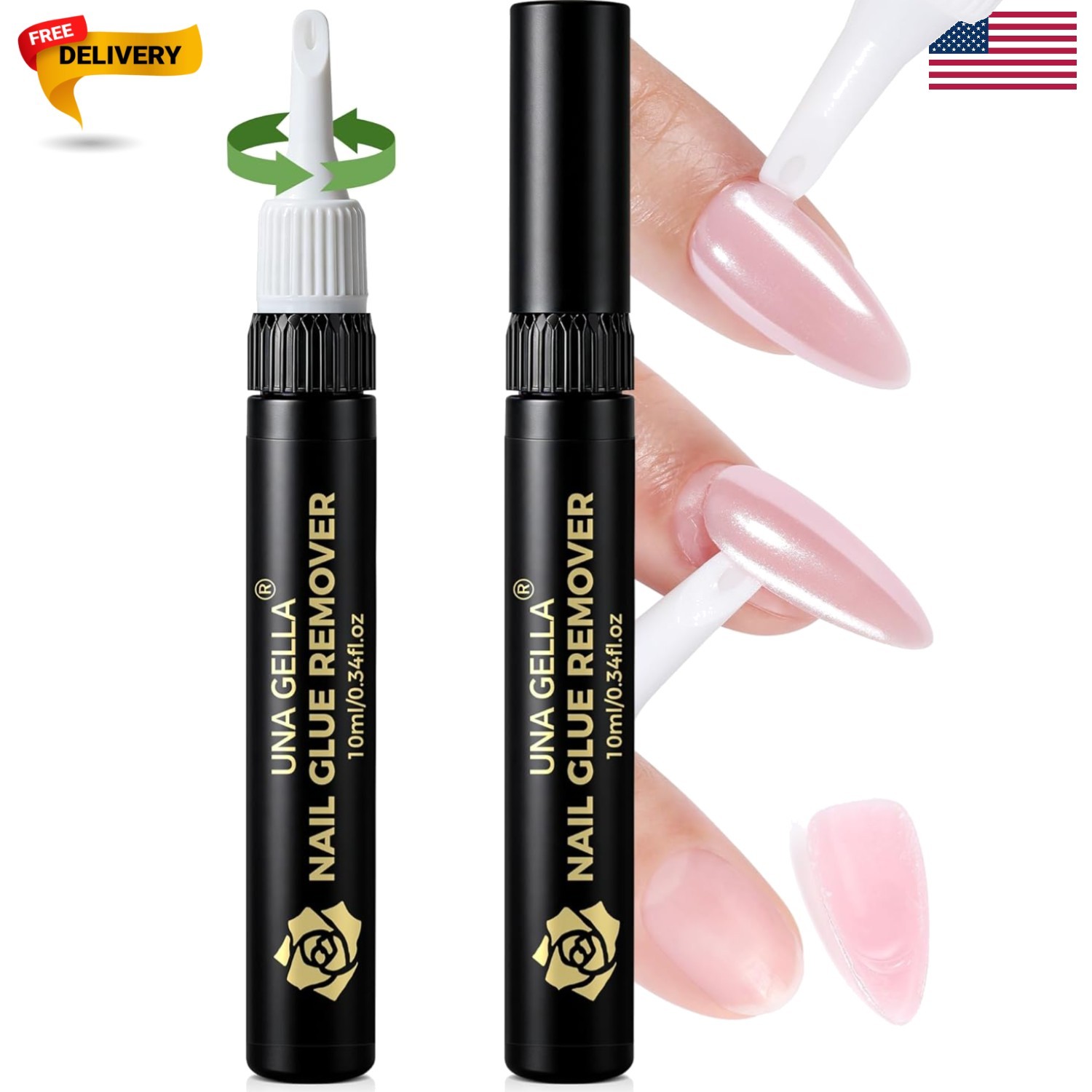 No Mess Nail Glue Remover for Press On Nails 10ml 2Pcs, Acetone Free Multi-fu…