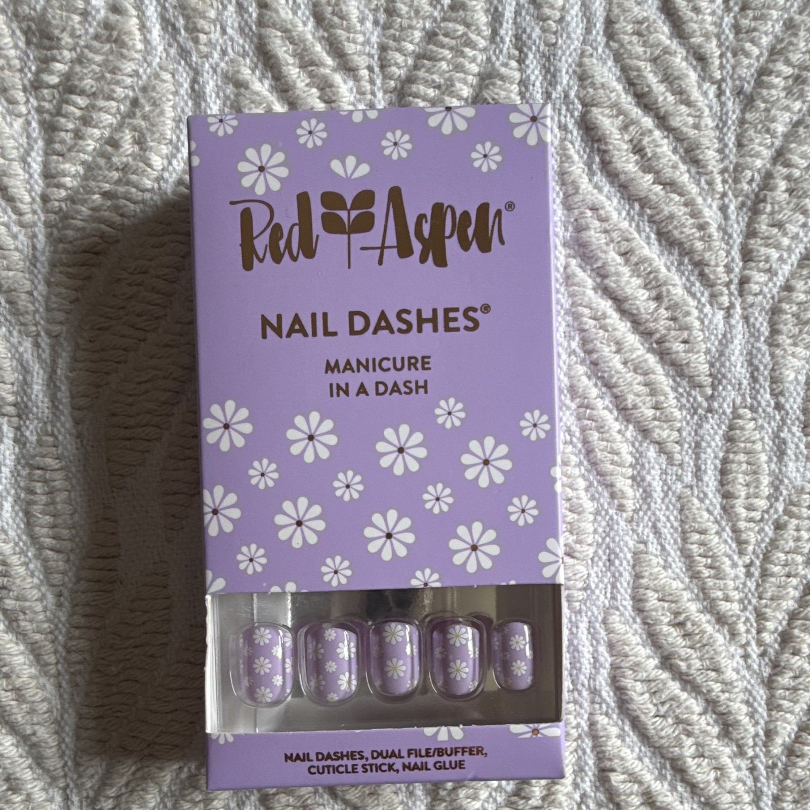 Red Aspen Nail Dashes Press-On Nails Lot of 3 Pre-Designed Glue Incl