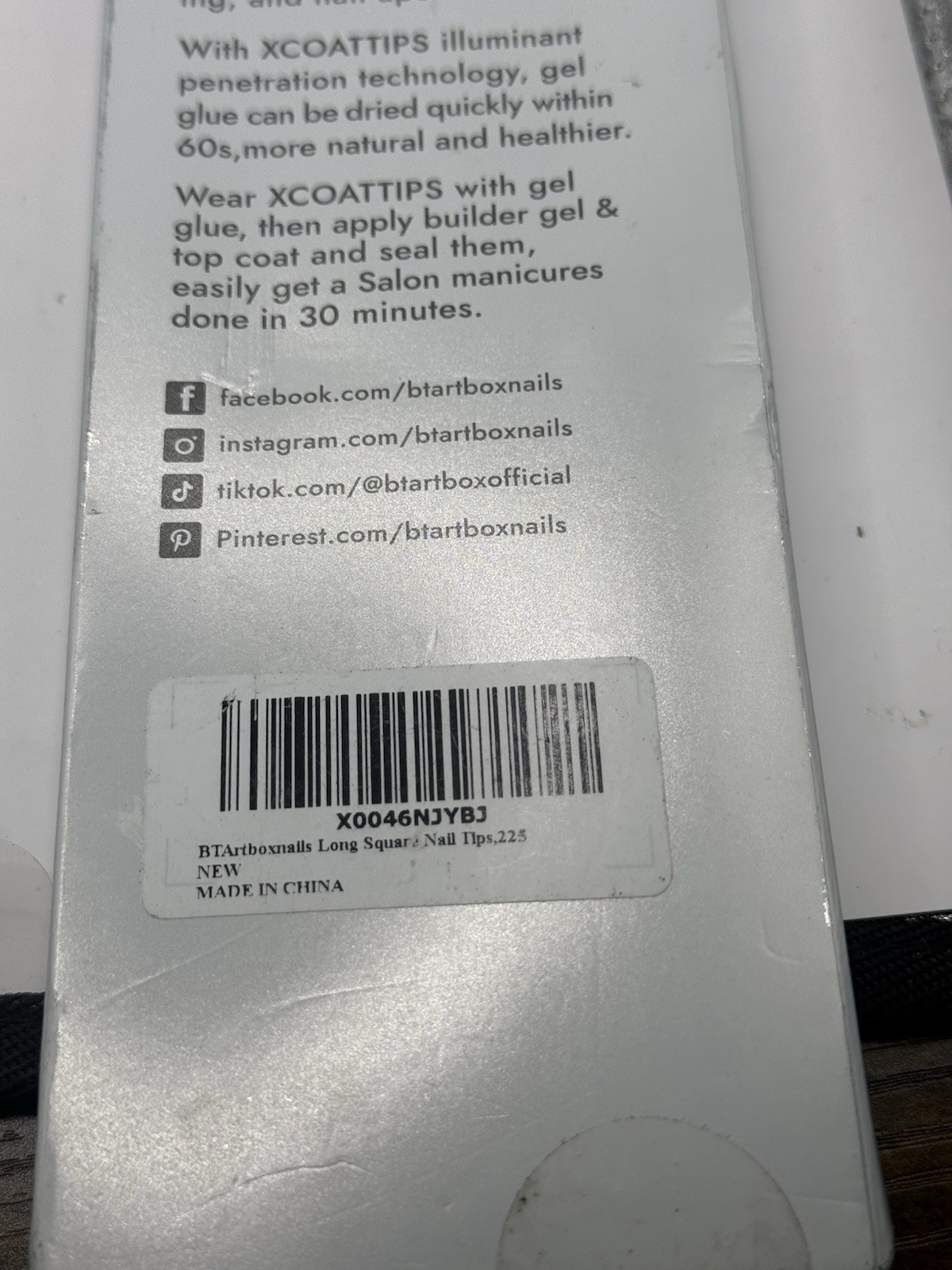 2-Pack Btartboxnails 60s Quick Drying X Coat Tips Long Square & Medium Almond