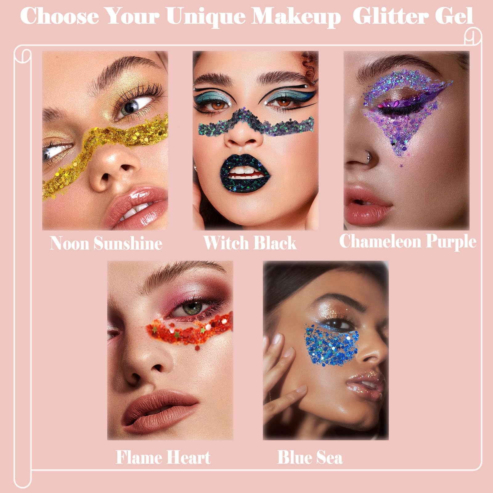 50ML Red Chunky Body Glitter Gel for Face Hair Festival Party Cheer Makeup