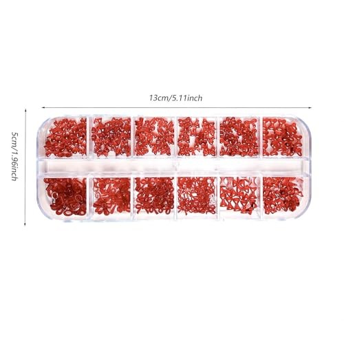 12Grid Bow Nail Charms 3D Red Bowknot Nail Art Rhinestone Design Rhinestone 02