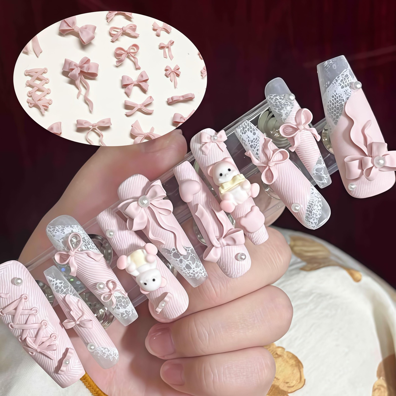 Pizadix 2 Pcs Bow Silicone Nail Art Molds for Women Resin Design bow-3