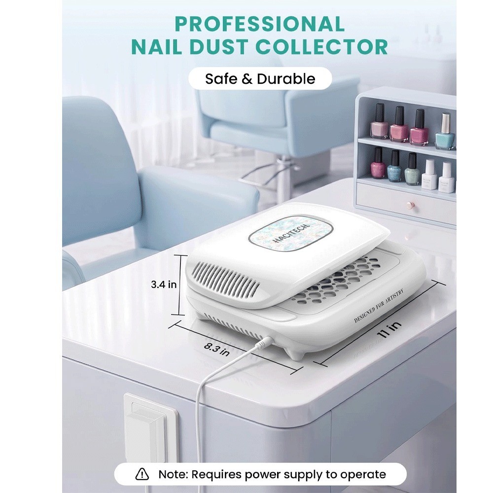 Foldable Nail Dust Collector 14700RPM Powerful Suction Manicure Vacuum Portable