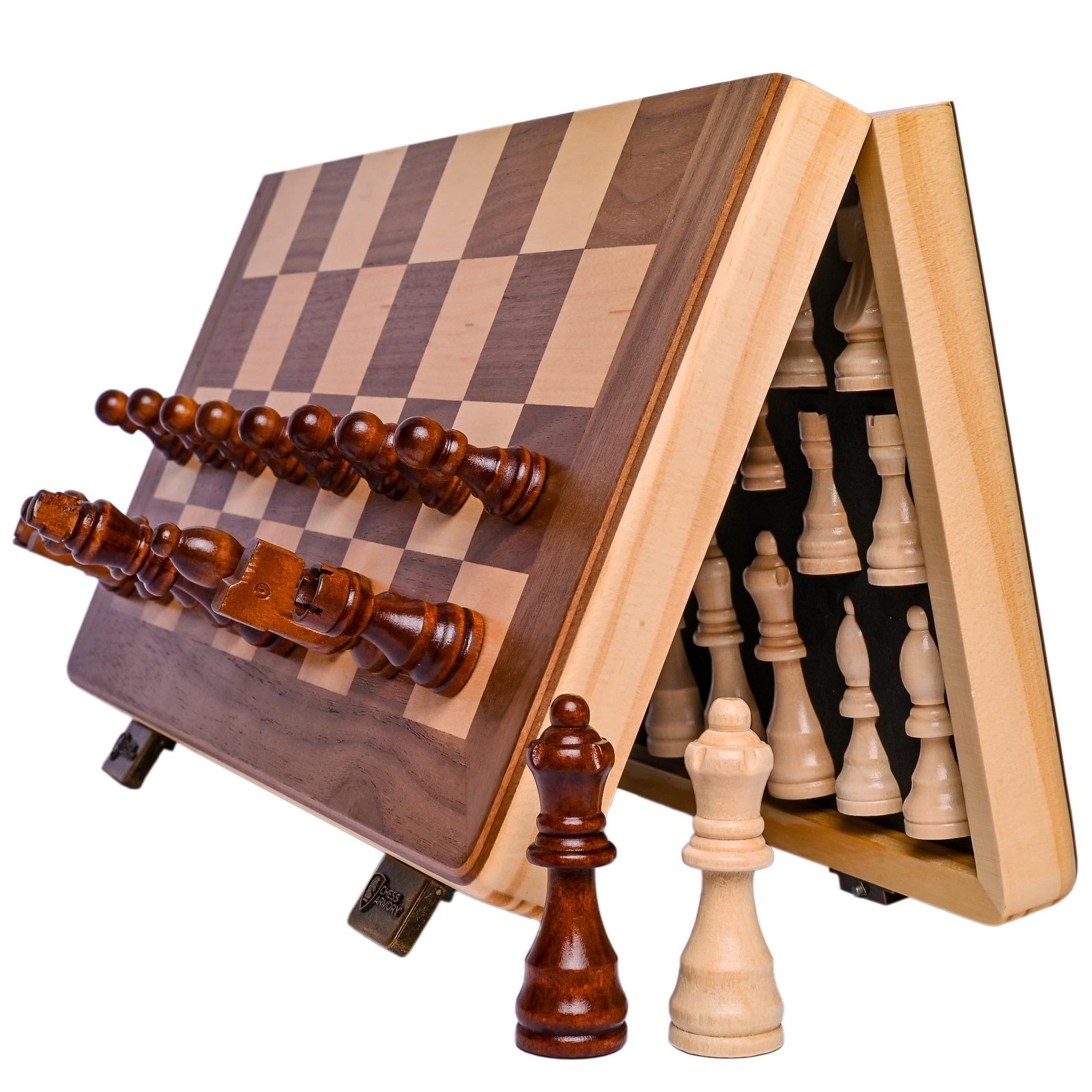 15 Inch Magnetic Wooden Chess Set for Adults & 15 inches x 15 inches, Beige
