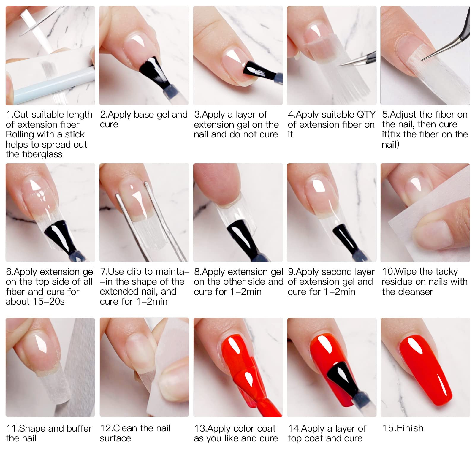 Fiberglass Nail Extension Kit with Building Gel Magical Silk Fiberglass Nail …
