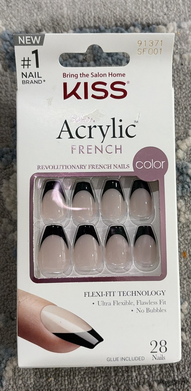 Kiss Salon Acrylic French Revolutionary Nails SF001 Short Manicure 4 Pack