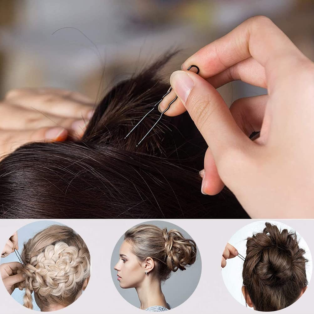 WSICSE U Shaped Hair Pins, 200Pcs 200 Count (Pack of 1), Black and Brown