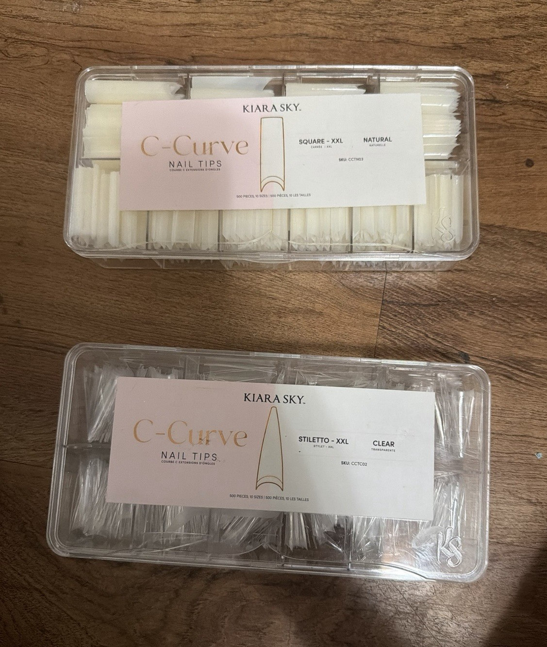 Kiara Sky C-Curve Nail Tips Square Extra Long Clear Plastic With Box Nail Art