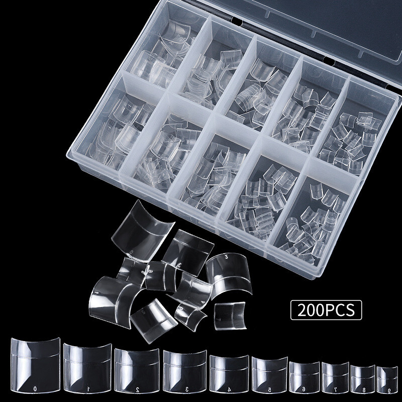200Pcs/Box French Short Nail Tips Half Cover Acrylic Fake Nails Extensions Tips