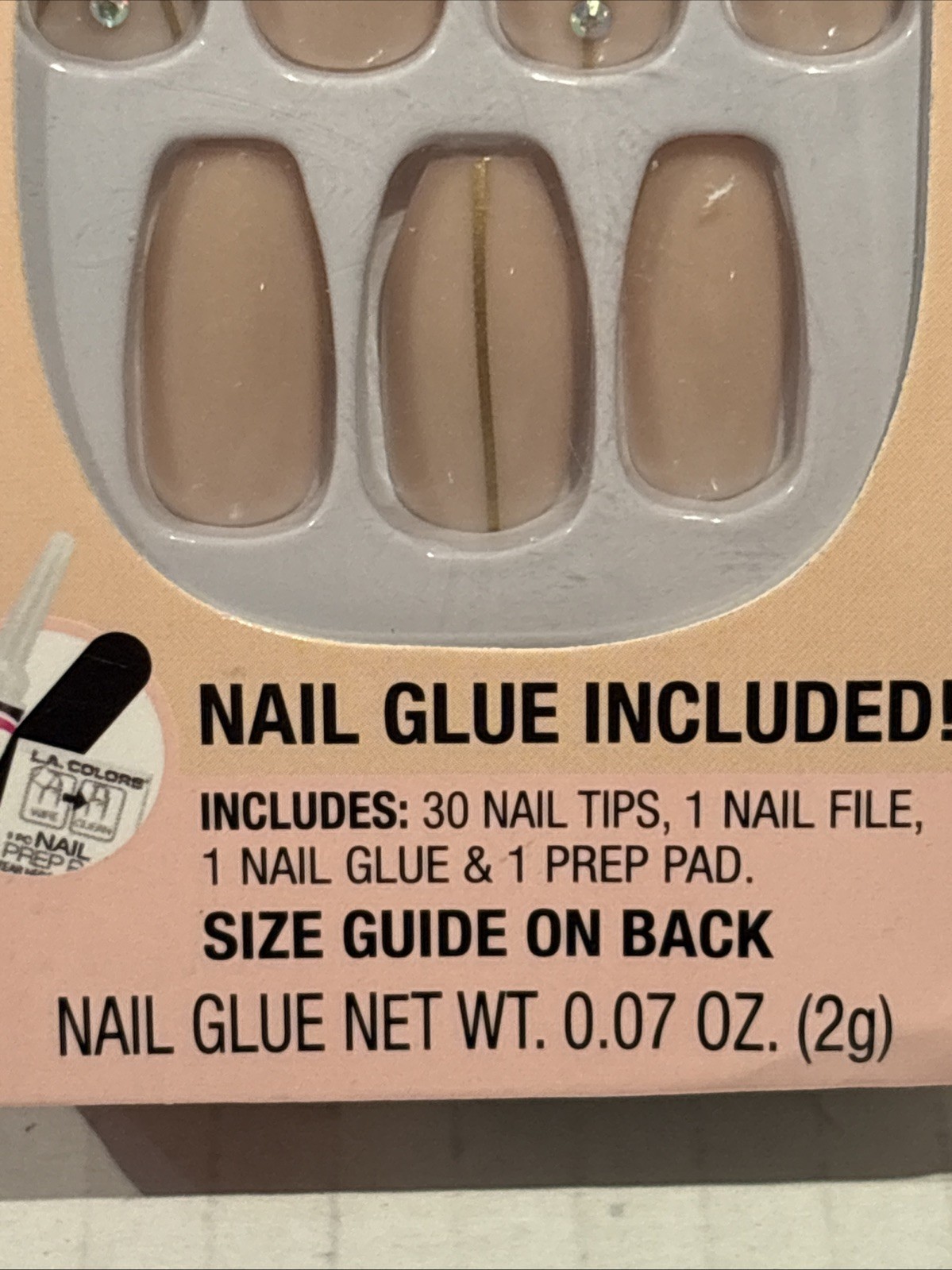 L.A. Colors Nail Frill Designer Nails 33 PC Rose Gold Glue File Pad New
