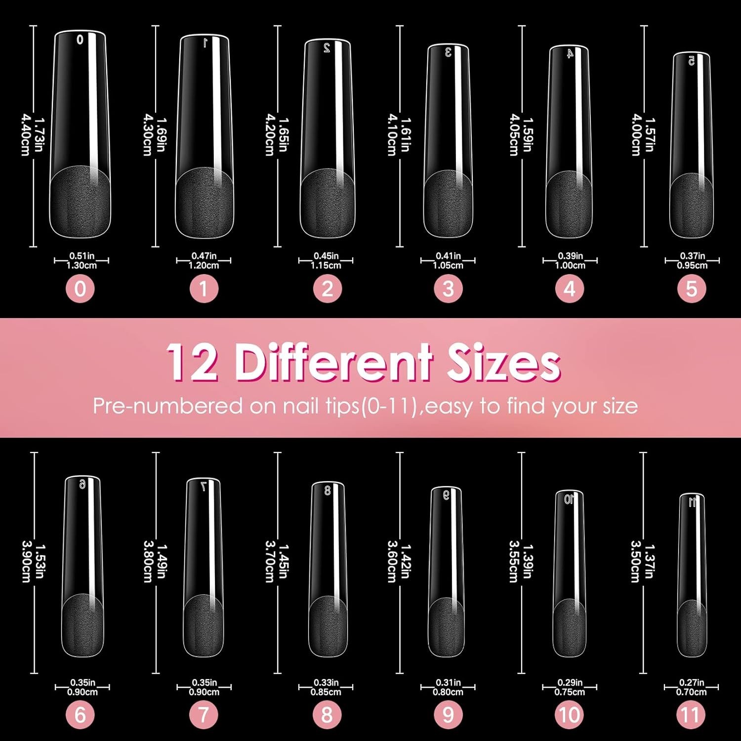 Long Straight Nails Tips,240PCS Full Cover Soft Gel Nail Tips for Acrylic Nai…
