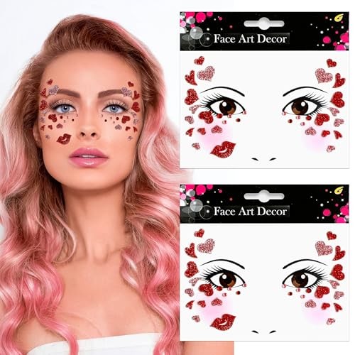 Valentine’s Day Face Gems Face Jewels Stickers Red Love Heart Lip Self style1