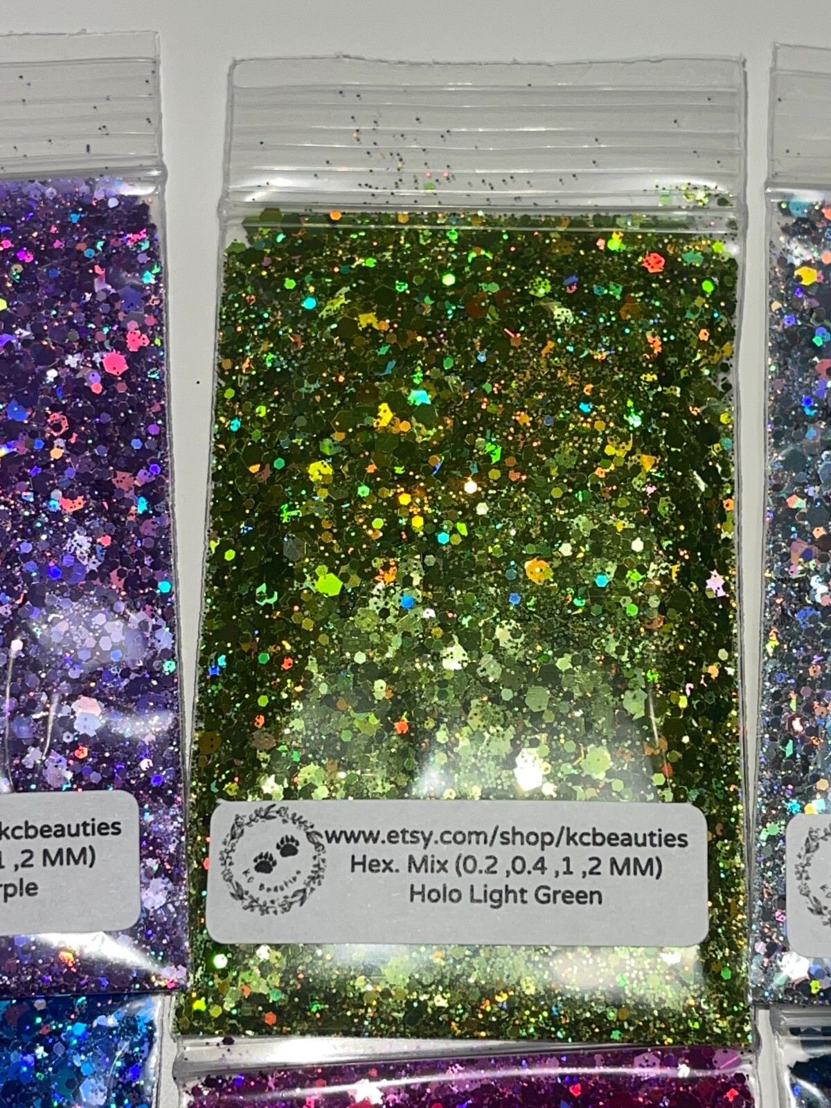50g Solvent Resistant HEX MIX 0.2,0.4,1,2MM Glitter LIGHT GREEN ART Nail Craft