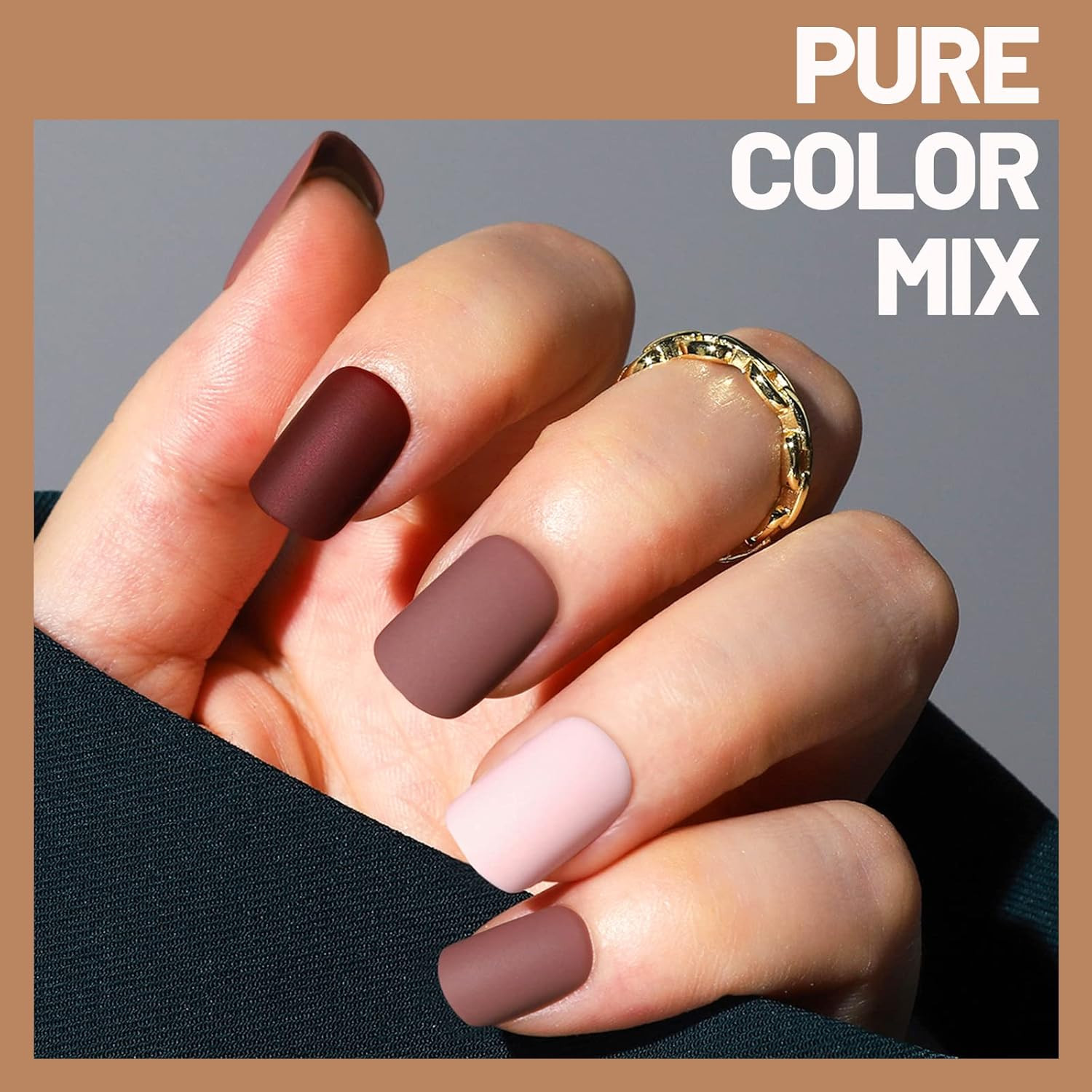 Teenitor Short Press on Nails,288Pcs Matte Acrylic Short Square Fake Nails Full