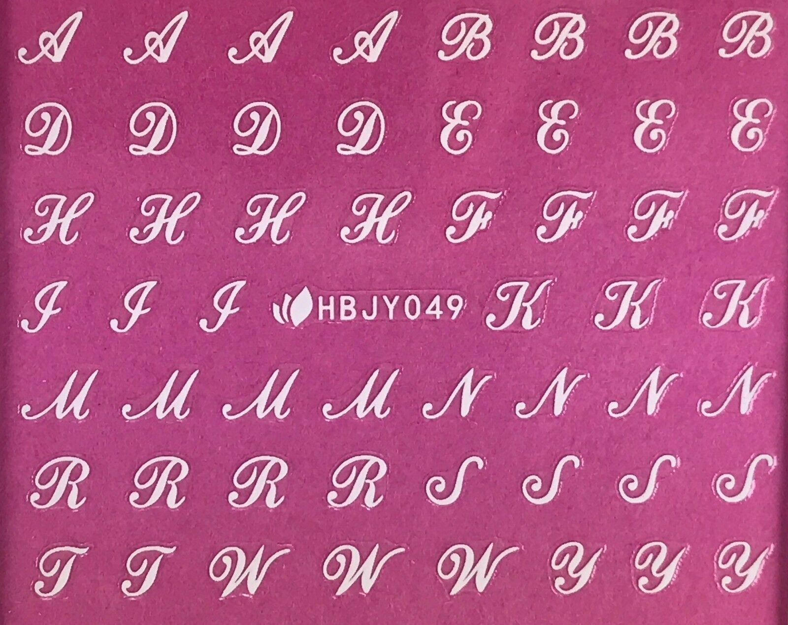 Nail Art 3D Decal Stickers Alphabet Letters Uppercase White HBJY049