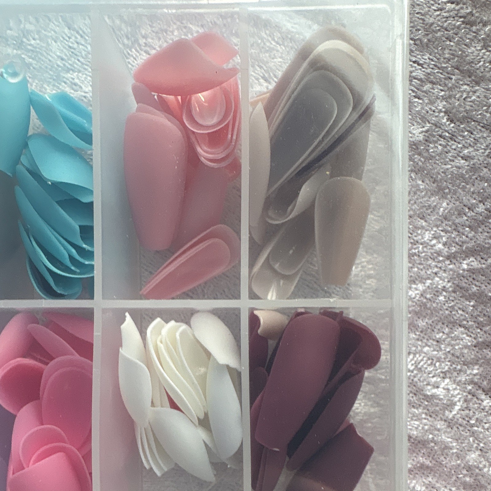 Multicolor Coffin Full Cover Plastic Nail Tips Set w/ Storage Box for Nail Art