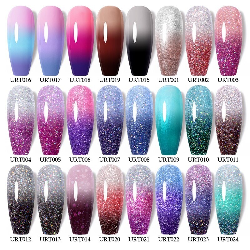 Nail Art 3D Color Thermal Changing UV Gel Polish sparkle Glitter Nail Gel Polish