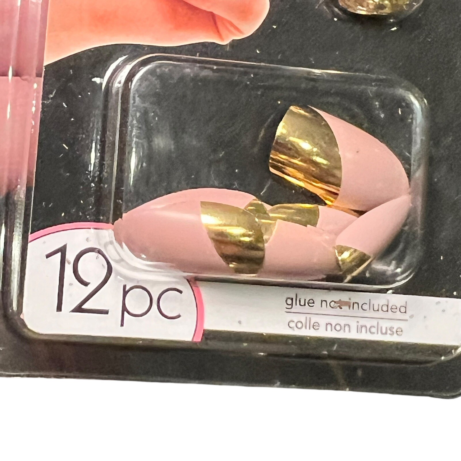 b color Metallic Fashion Nails Stiletto Shape NEW Pack Gold/Pink