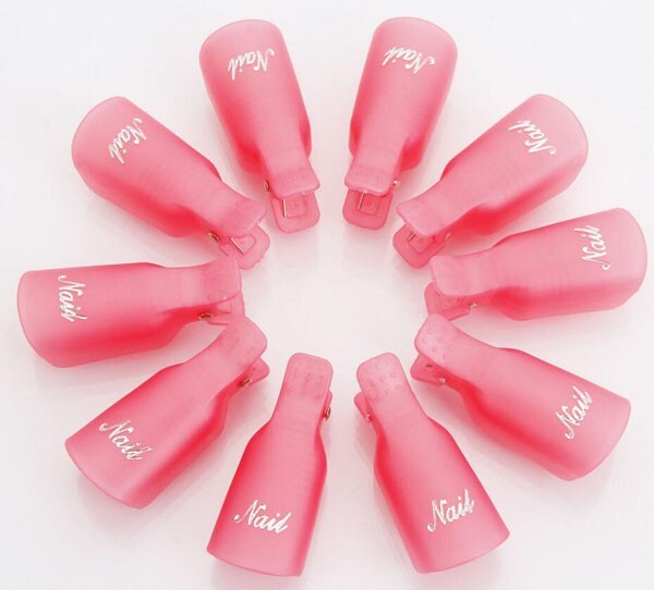 Nail Remover Finger Caps Remove Nail Gel Polish Nail Art Tools Pink 10pcs Set