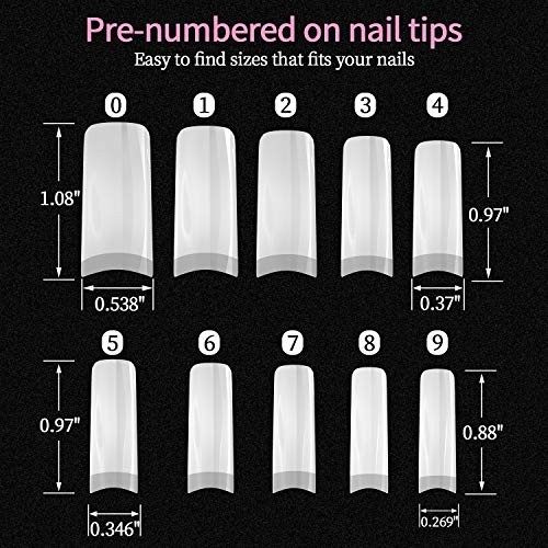 500pcs Acrylic Nail Tips – French False Nails with Clipper & Storage Case, 10 Si