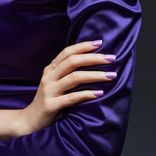 KISS No Glue Mani Press-On Nails, Color FX, Wonder’, Dark Purple, Short Size,