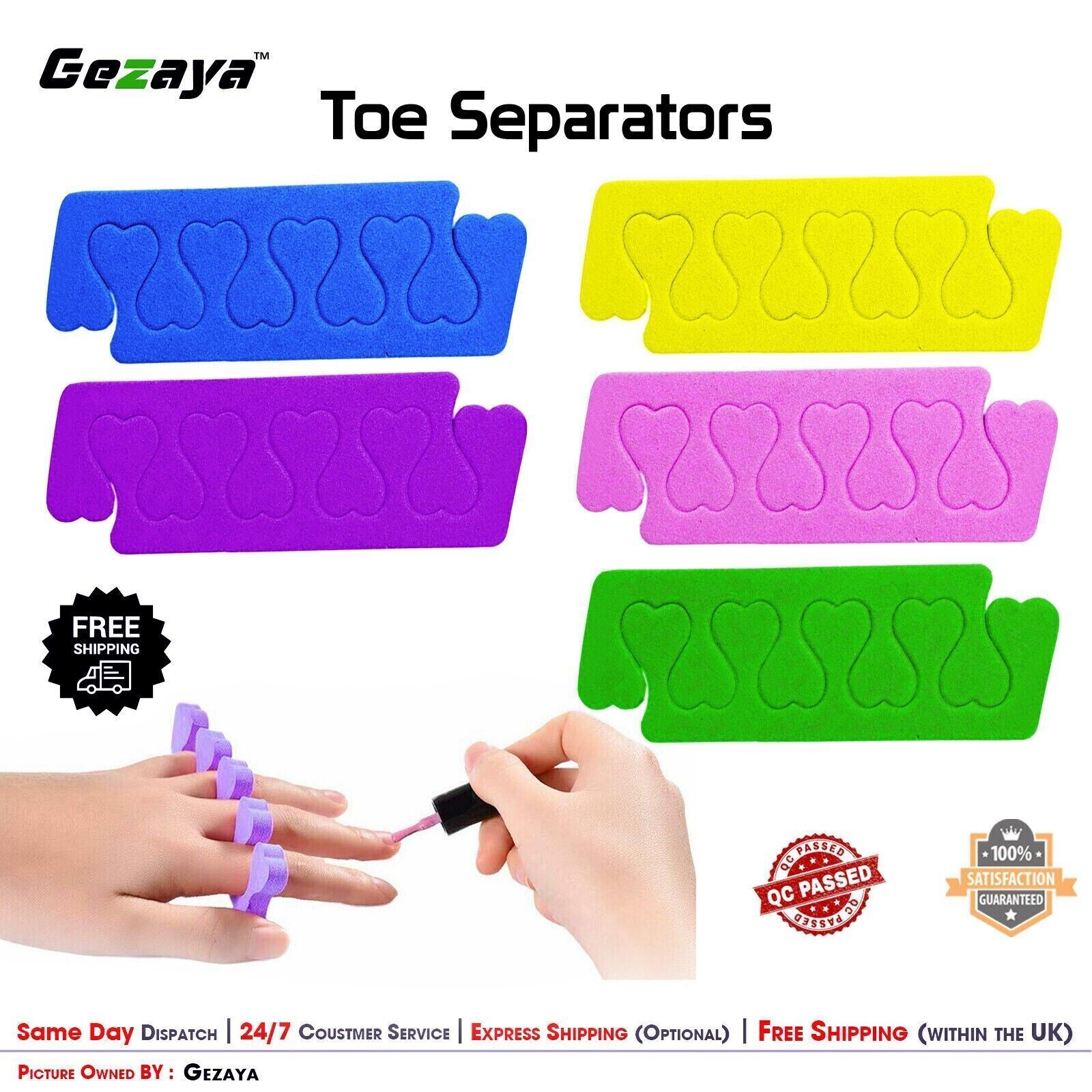 Soft Toe Separators Finger Foam Spacer Pink Nail Polish Pedicure Manicure Art UK