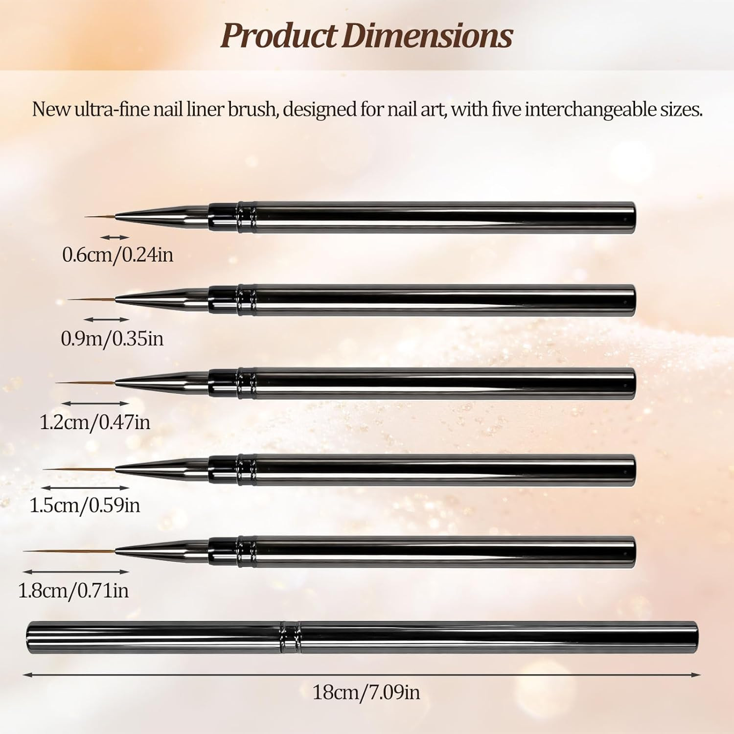 Professional 5-Piece Ultra-Thin Nail Art Liner Brush Set for Gel, Acrylic & Deta