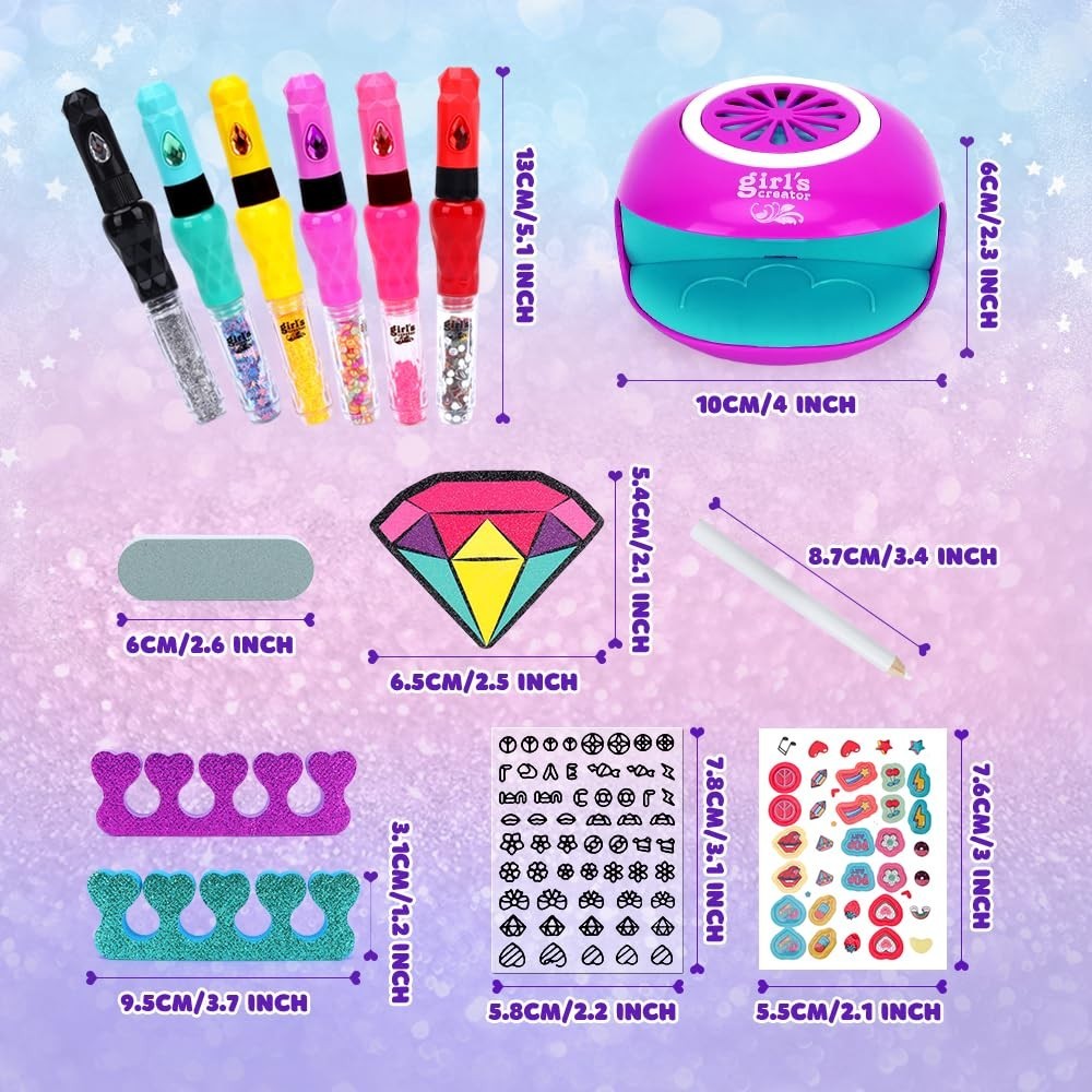 Creative Nail Polish Set for Girls 8-12: Mini Salon with 3-in-1 Nail Tools