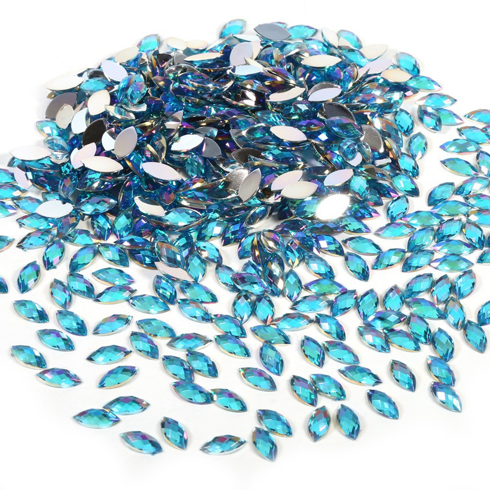 ¦Colorful Horse Eye Shape Acrylic Rhinestones Flat Back Art Accessories(Light