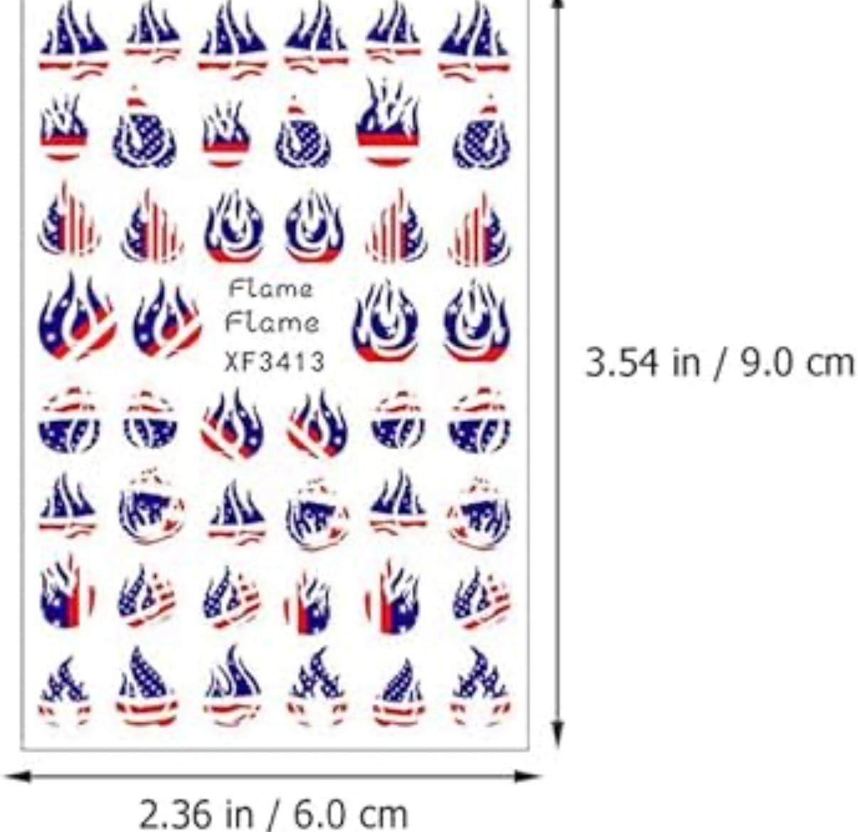 NAIL ART STICKERS ASSORTED USA FLAGS FLAMES XF3413