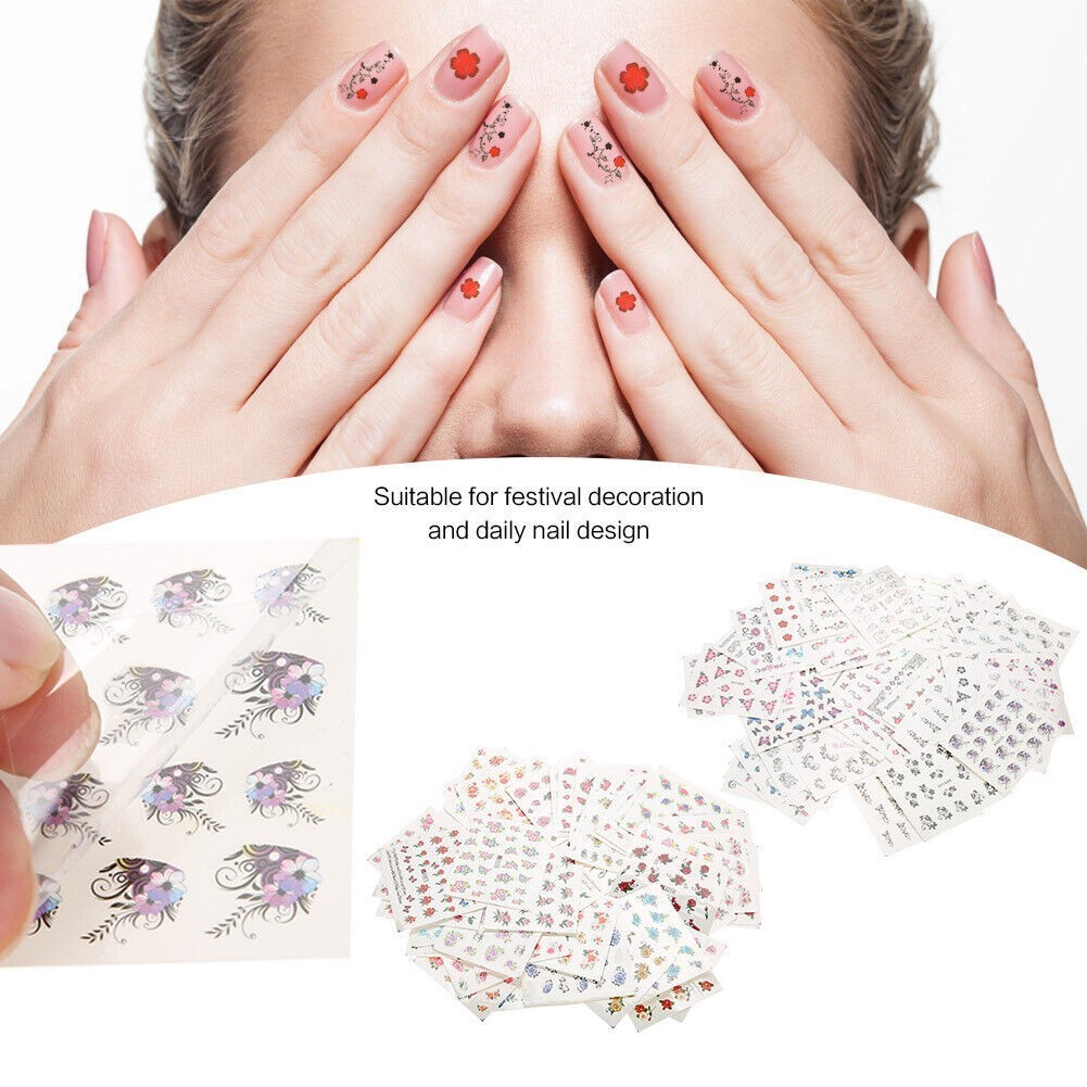 50 Sheets Mixed Flower Cartoon Nail Art Water Transfer Sticker Nail