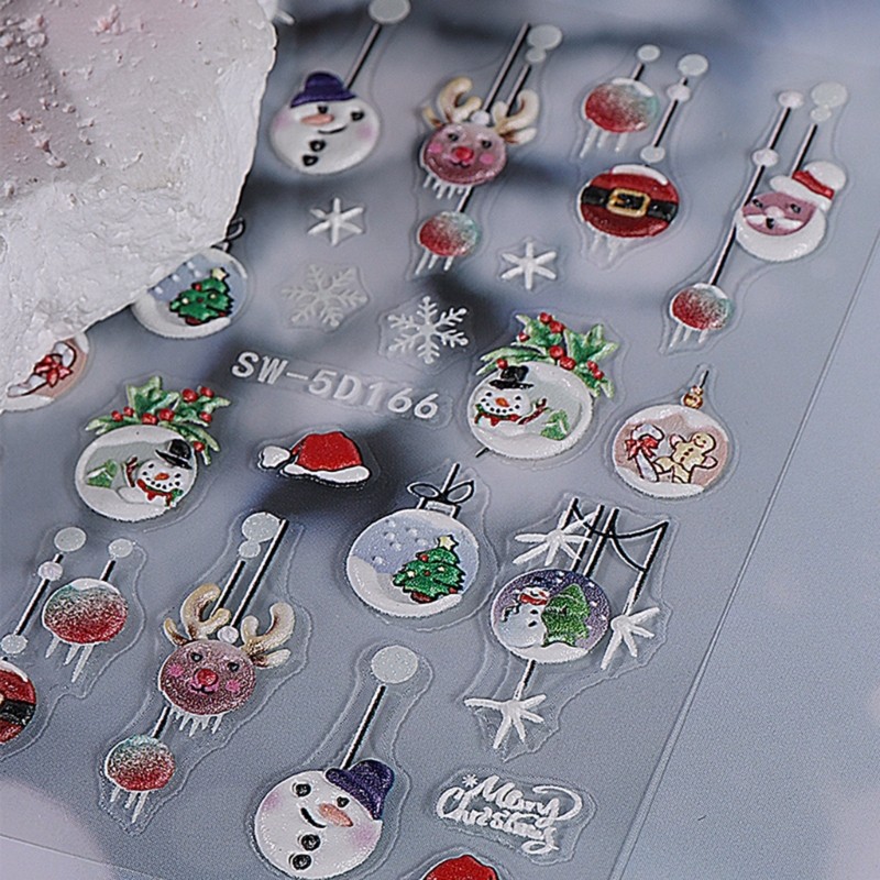 Snowman Nails Art Stickers Christmas Nail Sticker Winter Snowflakes Nail Decals